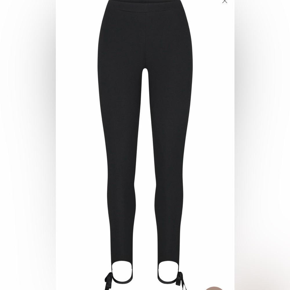 Skims Black Stirrup Leggings with Bow Detail